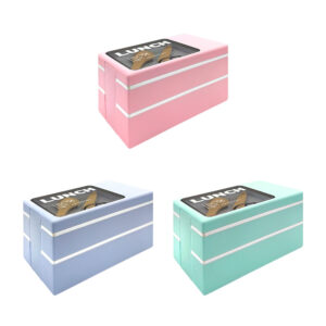 Tupper rectangular con 2 niveles y cubierto, variedad de colores / lunch box / fh-010