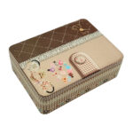 Caja chica metálica con 6 compartimentos con estampado rustico, variedad de modelos / caja de metal / gh-01