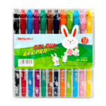 1 Paquete con 12 plumas infantiles de gel, con estampado animado y punta fina, variedad de colores / colour gel pen / gp3003