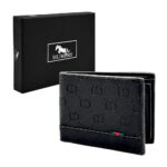 Cartera humers para caballero de piel sintética estampado de monograma en color negro / h3035