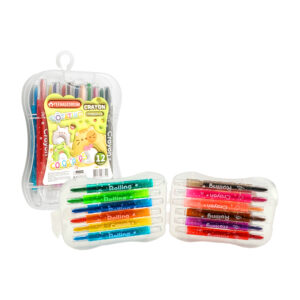 1pza Estuche transparente con 12 crayones infantiles rotativos, variedad de colores / rotating / cy-002h-12 / color peps