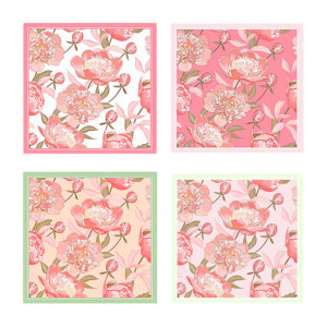 Paquete de 20 pliegos de papel para regalo con estampado de flores peonias y marco, variedad de colores / hz-252