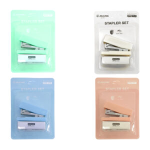 Blíster stapler set con mini engrapadora y caja con 320 pcs de grapas de 24/6, variedad de colores / jiliang / engrapadora recta / jl-414