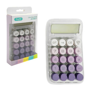 Calculadora básica transparente de 10 dígitos y teclas mecánicas redondas de color con efecto degradado, variedad de colores / js-9637