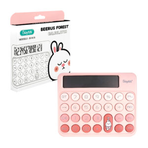 Calculadora básica de 12 dígitos con pantalla lcd y teclas redondas con dibujo animado kawaii, variedad de colores / js-9638 / beerus forest