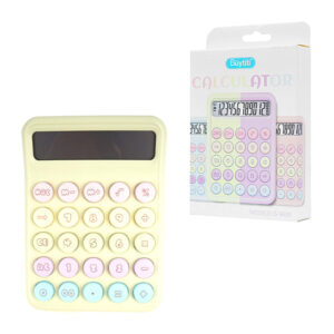 Calculadora básica de 12 dígitos con teclas mecánicas redondas estilo kawaii de colores y pantalla digital grande, variedad de colores / js-9639 / progress with you