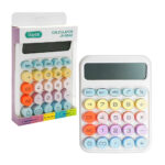 Calculadora básica color liso de 12 dígitos con teclas mecánicas redondas de colores, variedad de colores / js-9642
