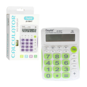 Calculadora básica de 12 dígitos con teclas grandes de plástico y función a pilas, variedad de colores / js-9647
