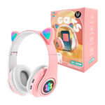 Diadema inalámbrica bluetooth con luces rgb y orejas de gato, variedad de colores / jst-b39m