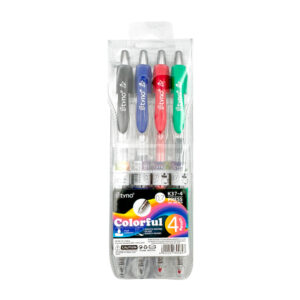 Blíster de papelería con 4 bolígrafos de botón y colgante, variedad de colores / gel ink pen / tyno / k37-4