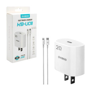 Combo cargador kbod de carga rápida, con cubo cargador de 20w de capacidad y cable de tipo c a lightning, variedad de usos / kbod / 20w / fast travel charger