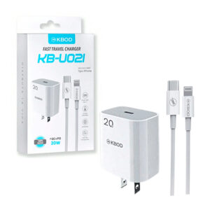 Combo cargador kbod de carga rápida, con cubo cargador de 20w y cable de salida tipo c a lightning, variedad de usos / 20w / kbod / kb-u02i