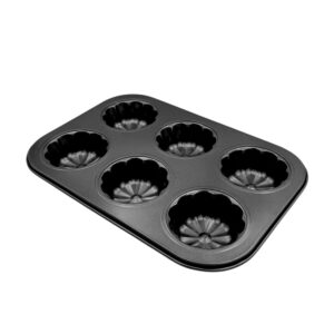 Molde metálico antiadherente para hacer cupcake con 6 espacios / bandeja para repostería / molde flor / kp007
