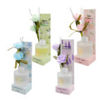 Frasco opaco aromatizante difusor de esencia 45ml con 2 varillas blancas y decoración de 2 rosas, variedad de aromas y colores / kx-0094 / fresh atmosphere