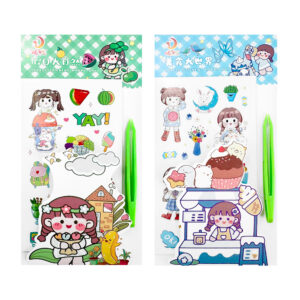 1pza paquete con 8 plantillas de stickers decorativos de diferentes modelos + mini pinzas, variedad de modelos y colores / l847-237ax / xtq-b / stickers kawaii