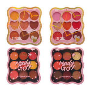 Paleta de maquillaje cuadrada con bordes ondulados con 9 tonos de sombras para ojos en tonos matte y con brillos - glitter, variedad de colores / s.f.r color / eyeshadow eternal promise / ln75-f44 / ln75-f45