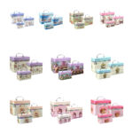 Set de 3 cosmetiqueras rectangulares, con asa agarradera, espejo, cierre de colores y estampado de capibara, variedad de modelos / lpb-04