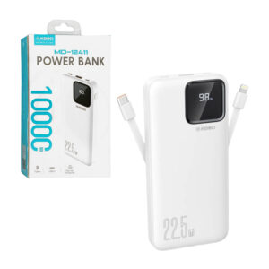 1pza Batería portátil / power bank kbod con capacidad de 10000 mah, cable tipo c, lightning, indicador de carga led y puertos conectores, variedad de usos / kbod / md-12411 / enjoy life