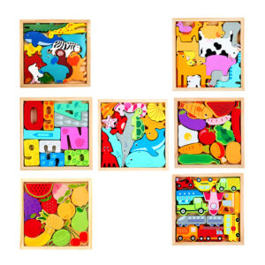 Rompecabezas pequeño de madera de 10 - 12 piezas en 3d, diseño de animales, comida y números, variedad de modelos y colores / rompecabezas infantil / rompecabezas tangram / pt008