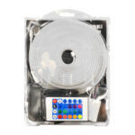 Tira flexible neón de luz rgb con longitud de 5 metros + eliminador y control remoto, dc-12v - ip65 / neon flexible strip light / nhrgb-5m / 2835