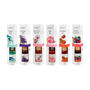 Frasco aromatizante difusor de esencia 50ml con 6 varillas de bambú y base de madera, variedad de aromas / rhp-61008 / airbrc / reed diffuser
