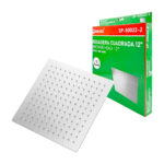 Regadera cuadrada solvex en tono satín de 12 pulgadas con conexión de bola y tapa de acero inoxidable / sp-50022-2
