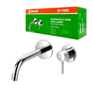 Monomando a muro para lavabo solvex en tono cromado, 18x6cm / sp-91001