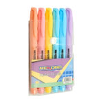 Paquete con 6 marcatexto delgados en tonos pastel, variedad de colores / marcatextos rekord / resaltador / st43687