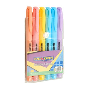 Paquete con 6 marcatexto delgados en tonos pastel, variedad de colores / marcatextos rekord / resaltador / st43687