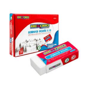 Caja con 30 borradores pequeños blanco de rekord 4.2x1.7x1cm con goma suave / st43718 / goma rectangular