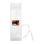 Paquete con 100 piezas de cinchos en color blanco fumetax con largo de 30cm y ancho de 4.5mm / sw-32113