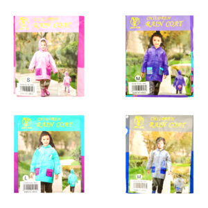 Impermeable infantil de plástico tipo poncho con capucha, bolsillos frontales y estampados infantiles, variedad de modelos y tallas / children rain coat / jayi / fl-8606