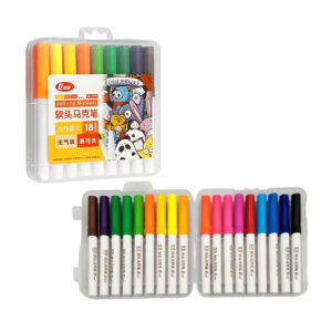 Estuche transparente con 18 plumones delgados de punta tipo pincel  / color marker / jd-1779 / t48-67dx / soft-tip makers
