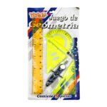 1pza Juego de geometría para escuela, con 5 pzas, 2 escuadras, 1 transportador, 1 regla y 1 compás, variedad de usos / titiko / flexible / tk-707c
