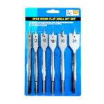 Paquete con 6 brochas planas para madera de 10mm, 12mm, 16mm, 18mm, 20mm y 25mm / 6pcs wood flat drill bit set / tl43504