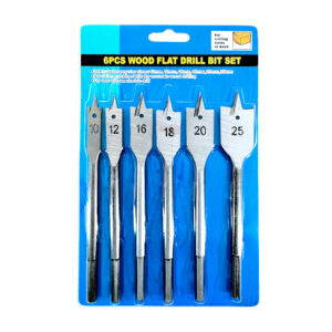Paquete con 6 brochas planas para madera de 10mm, 12mm, 16mm, 18mm, 20mm y 25mm / 6pcs wood flat drill bit set / tl43504
