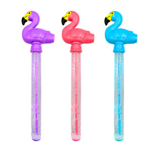 1pza vara de 37cm transparente con jabón para burbujas decoración de flamenco con chifle, variedad de colores / ts72540