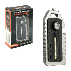 Llavero con luz de emergencia recargable, varios modos de iluminación con abrelatas, silbato y rompe vidrios / llavero de supervivencia / 148ma / l816-148ma