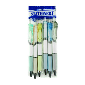 Paquete con 6 plumas - bolígrafos de tinta negra retráctiles con clip y detalles efecto metálico, variedad de colores / x-503-5 / stationery