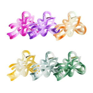 1pza Pinza de plástico para cabello con diseño de lazo en forma de mariposa y efecto de manchas, variedad de colores / x-815-11