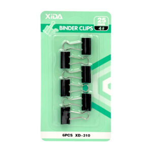 Blíster de papelería con 6 clips tipo mariposa de 25 mm, variedad de usos / binder clips / xida