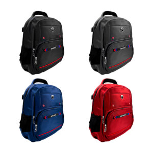 1pza Mochila escolar de tela lisa, con 4 compartimientos, detalles metálicos y frase, variedad de colores / y&k / yk / sport / 1855