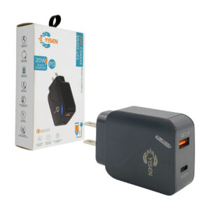 Cubo de carga rápida yisen con puerto usb y tipo c, 20w / fast charge enjoy life / ys-c006+c