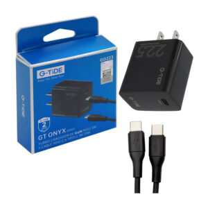 Cubo cargador g-tide con puerto tipo c y cable con entrada tipo c a tipo c + bolsa funda / gt onyx / go223