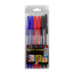 Paquete con 6 plumas delgadas, negro, azul y rojo / yzb102-10