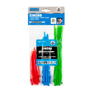 Blíster con 45 cinchos de plástico, ajustables, con diferentes medidas y colores, variedad de usos / 3.6x100mm / 3.6x150mm / 3.6x200mm / maxmacia