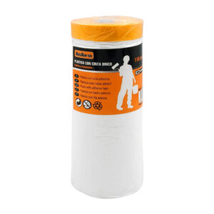 1pza Rollo mediano de cubierta plástica con bordes encintados para pintar, variedad de usos / 110cmX20m / maxmacia / plastico con cinta