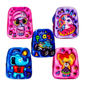 Mochila chica infantil con 2 compartimentos, diseños con relieve, luces led y estampado de animados, variedad de modelos / 1290