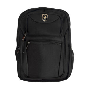 Mochila polweng bicolor rígida con 5 compartimentos y 4 líneas de color frontal