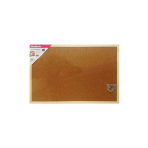 1pza Pizarrón de corcho - tablón de anuncios grande 40x60cm con marco de madera con tachuelas, tornillos de ojo y cuerda / 13388 / maxmacia